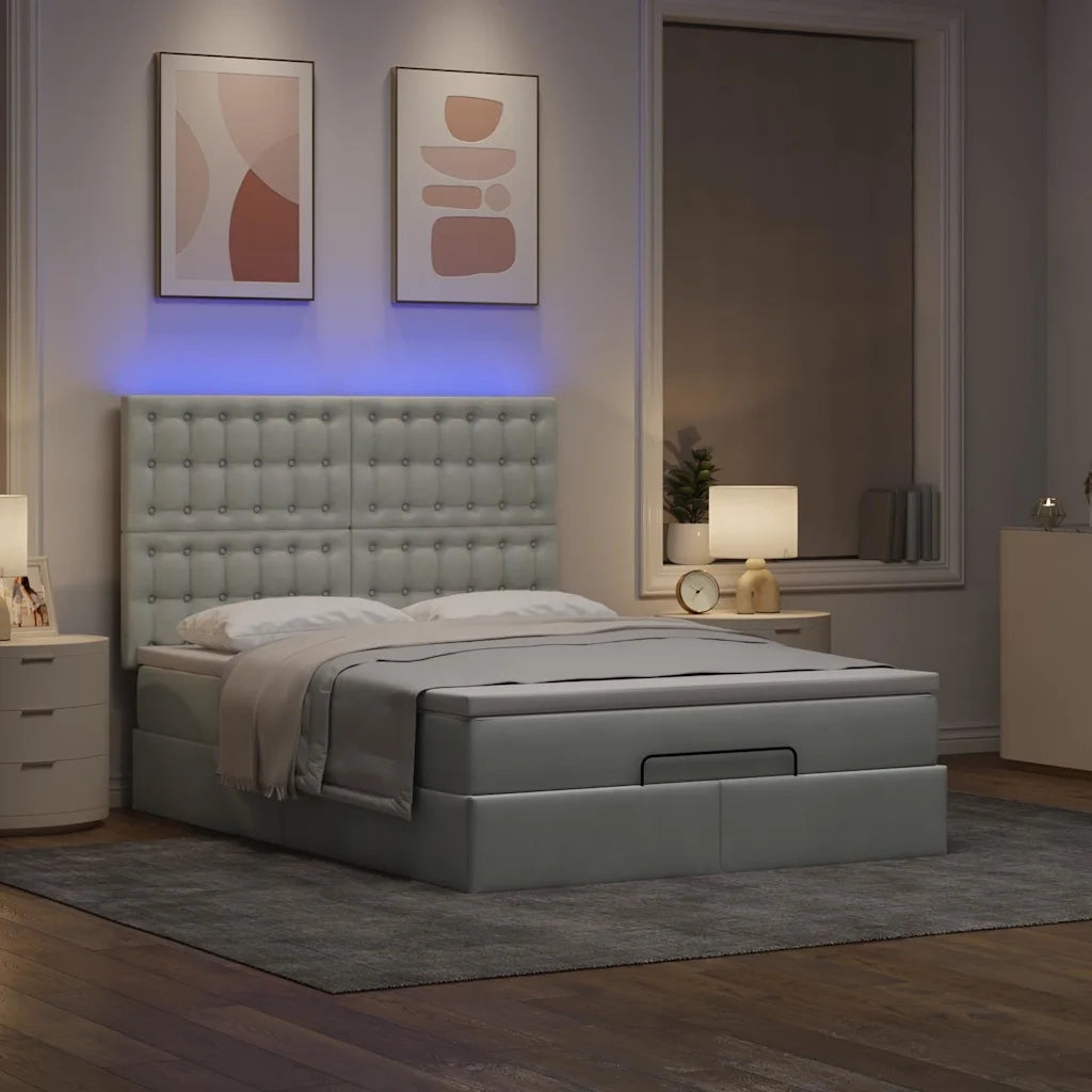 Struttura Letto Pouf con Materassi 140x200 cm in Velluto 3314468