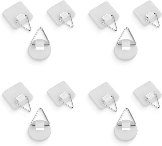 Pacco di 12 grucce adesive per foto - Sticker quadrato e rotondo per appendere foto e segnali (Due dimensioni)
