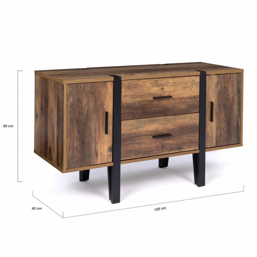 IDMarket - AUSTRIA Credenza bassa da 105 cm con gamba a perno in legno