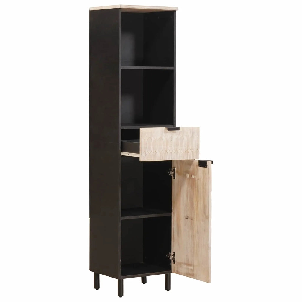 Mobile da Bagno con lo scaffale Nero e Bianco 38 x 33 x 160 cm 4017886