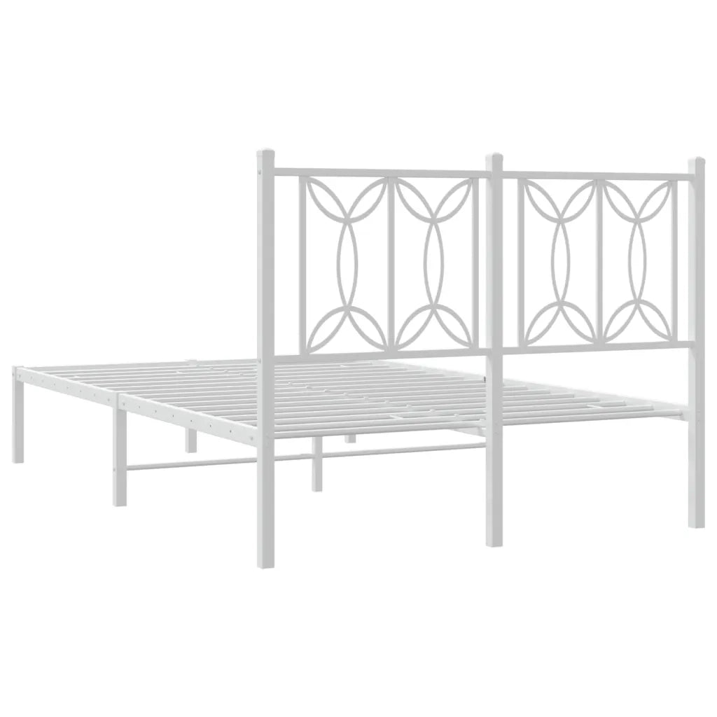Giroletto con Testiera-Struttura Letto con testiera Metallo Bianco 120x190 cm 625478