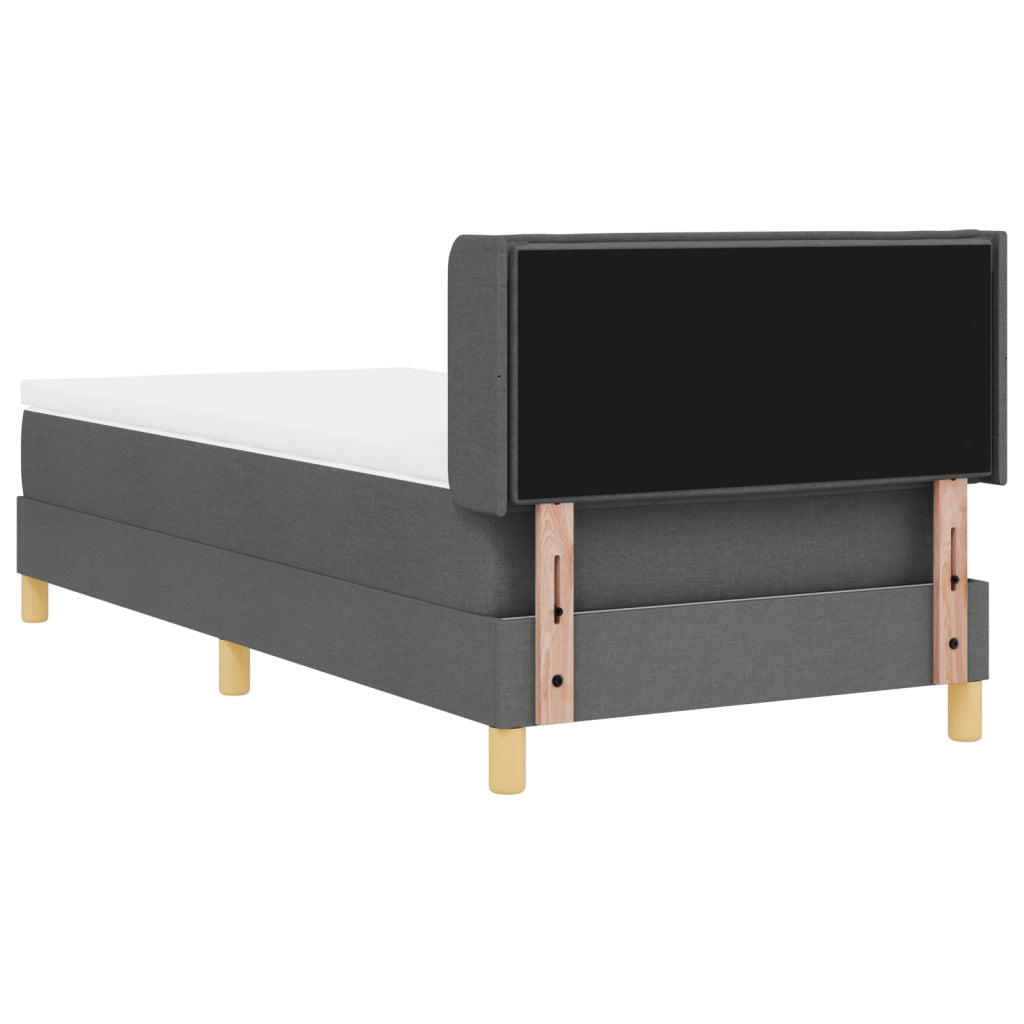 Letto con Box Spring e Materasso Grigio Scuro 90x190 cm Tessuto