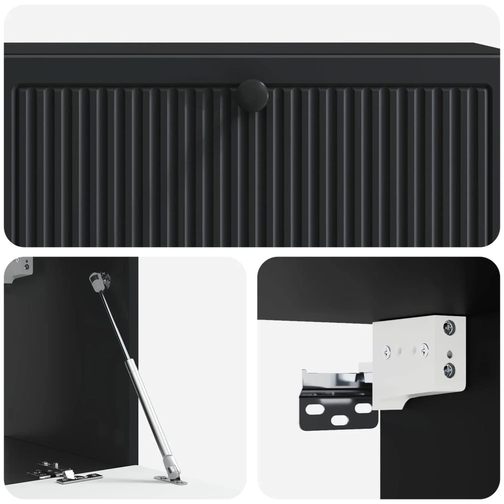 Mobile Porta TV da Muro Montaggio a parete Nero 98 x 31 x 30 cm 898046