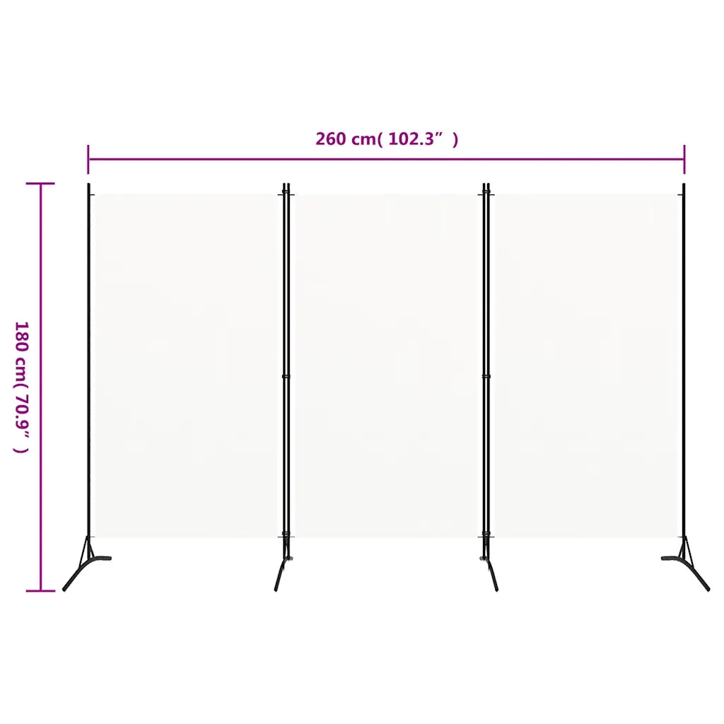 Divisorio a 3 Pannelli-Set di 3 pannelli Paravento Bianco 260x180 cm in Tessuto