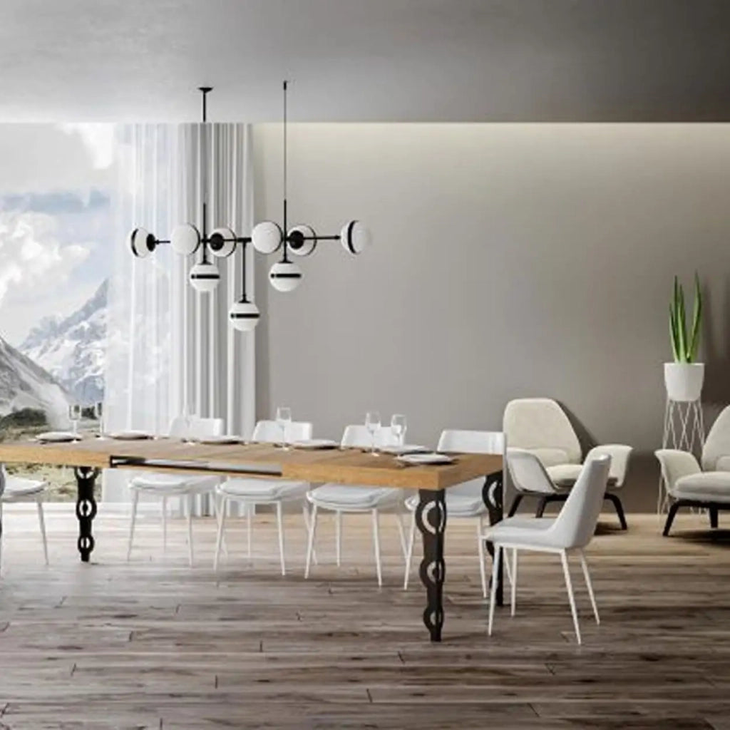 Tavolo allungabile 90/246x90 cm Karamay colore quercia natura gambe antracite