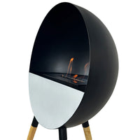 Camino a Bioetanolo da Terra Jupiter Serbatoio 850 ml in Acciaio Verniciato Nero e Rovere