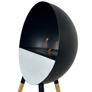 Camino a Bioetanolo da Terra Jupiter Serbatoio 850 ml in Acciaio Verniciato Nero e Rovere