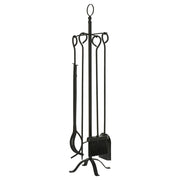 Easycomfort Set 5 Attrezzi per Camino Base con Attizzatoio, Pinza, Paletta e Scopa 20x20x82.5cm, Nero