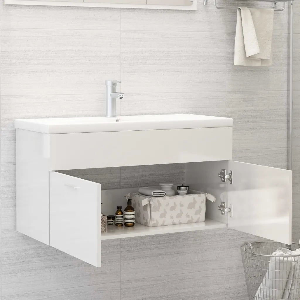 Mobile Sottolavabo Bianco Lucido 90x38,5x46 cm in Truciolato cod mxl 9135