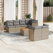 Set Divano da Giardino 8 pz con Cuscini Beige in Polyrattan