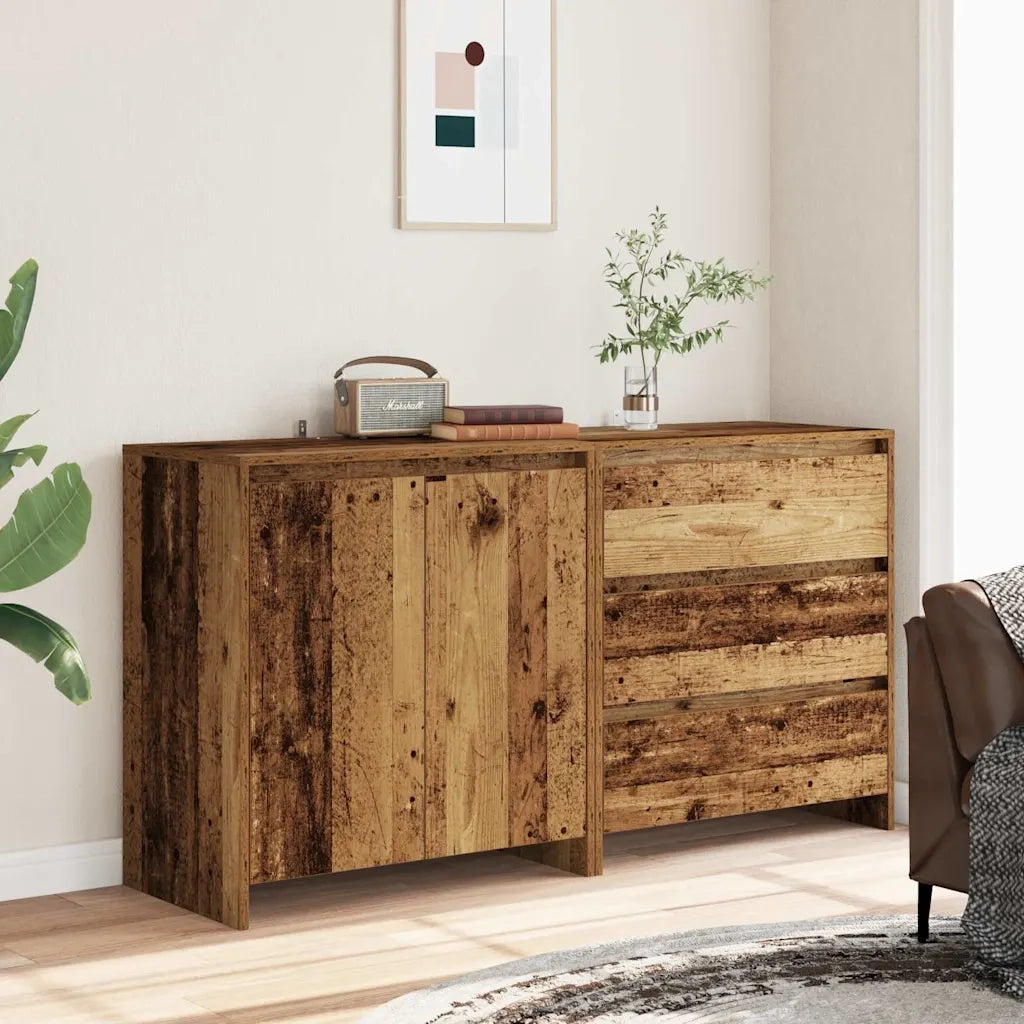 Credenza 2 pz Legno Antico in Legno Multistrato 3329177