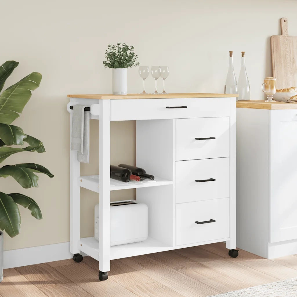 Carrello da Cucina MONZA 84x40x88,5 cm in Legno Massello di Pino 376117
