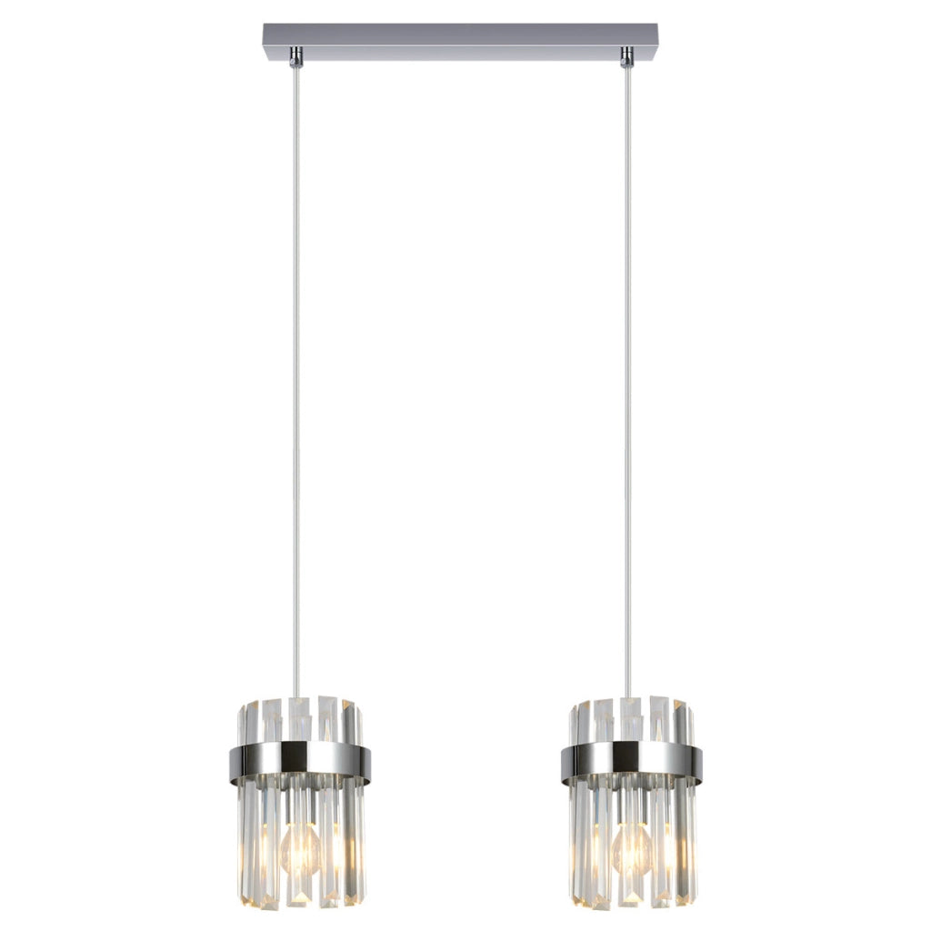 Lampada a sospensione Vetro cromata 40cm vetro 2xE14