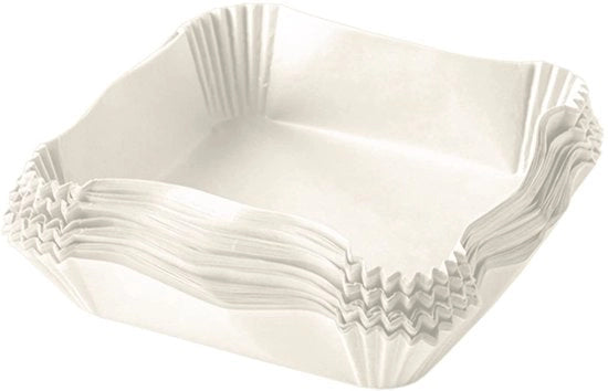 80 forme di carta quadrata per torte, forme di carta per torte da un uso e forme di carta per airfryer, carta per panni, forno e airfryer (bianco)