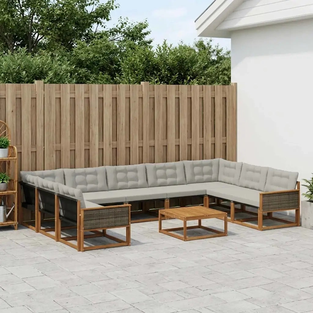 Set di divani da esterno 10 pcs Naturale e Grigio Chiaro 3381691