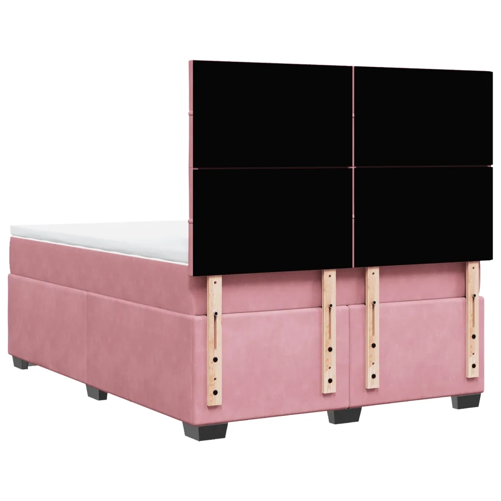 Giroletto a Molle con Materasso Rosa 140x190 cm in Velluto