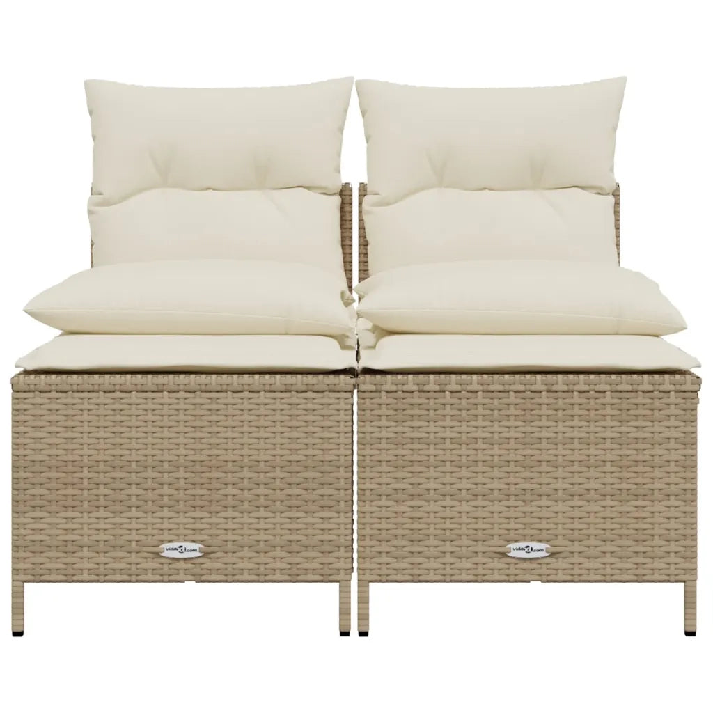 Set Divano da Giardino 4 pz | Set Salotto da Giardino con Cuscini Beige in Polyrattan