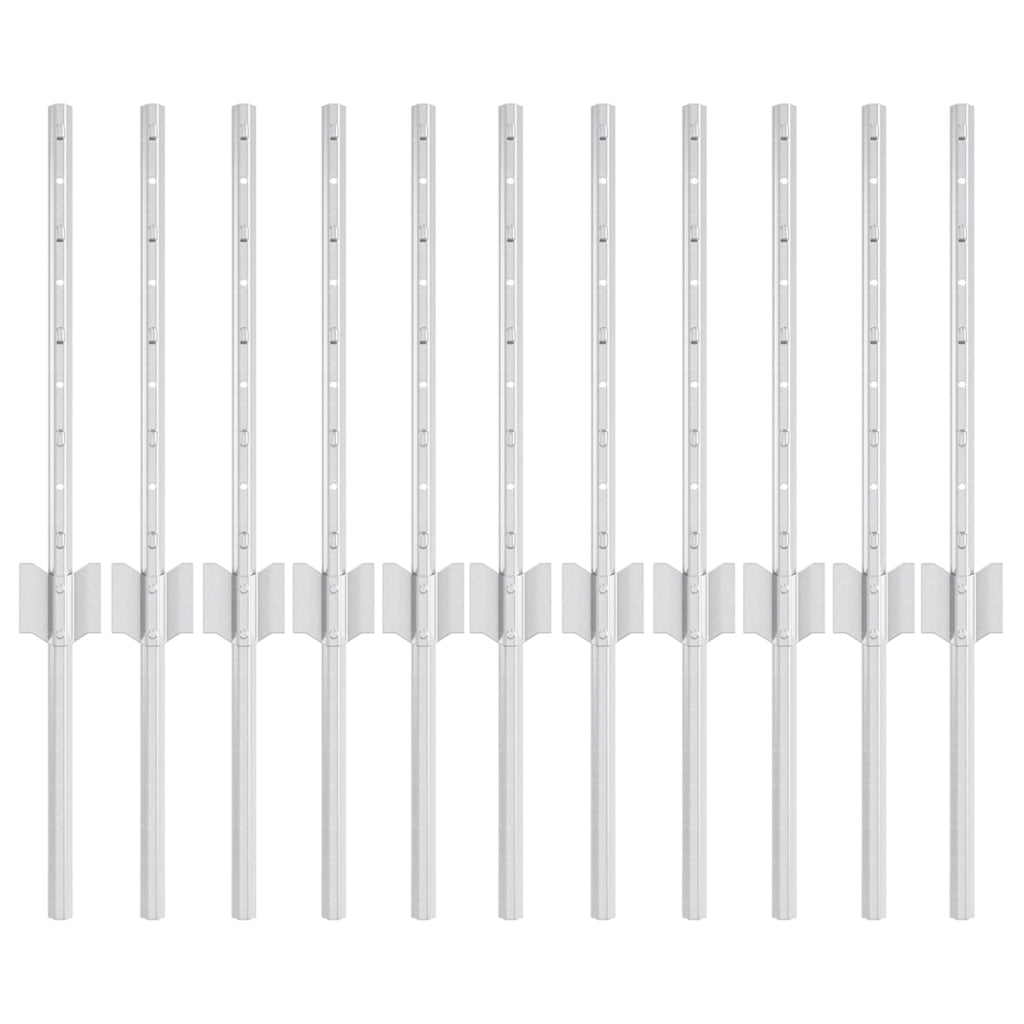 Pali per recinzione 11 pcs U-Channel 40 cm Acciaio zincato