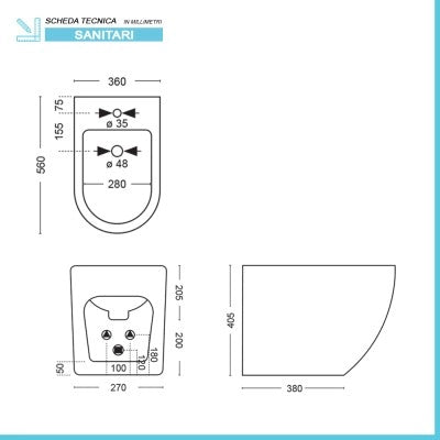 Sanitari filoparete Rimless effetto marmo nero con sedile Tokyo