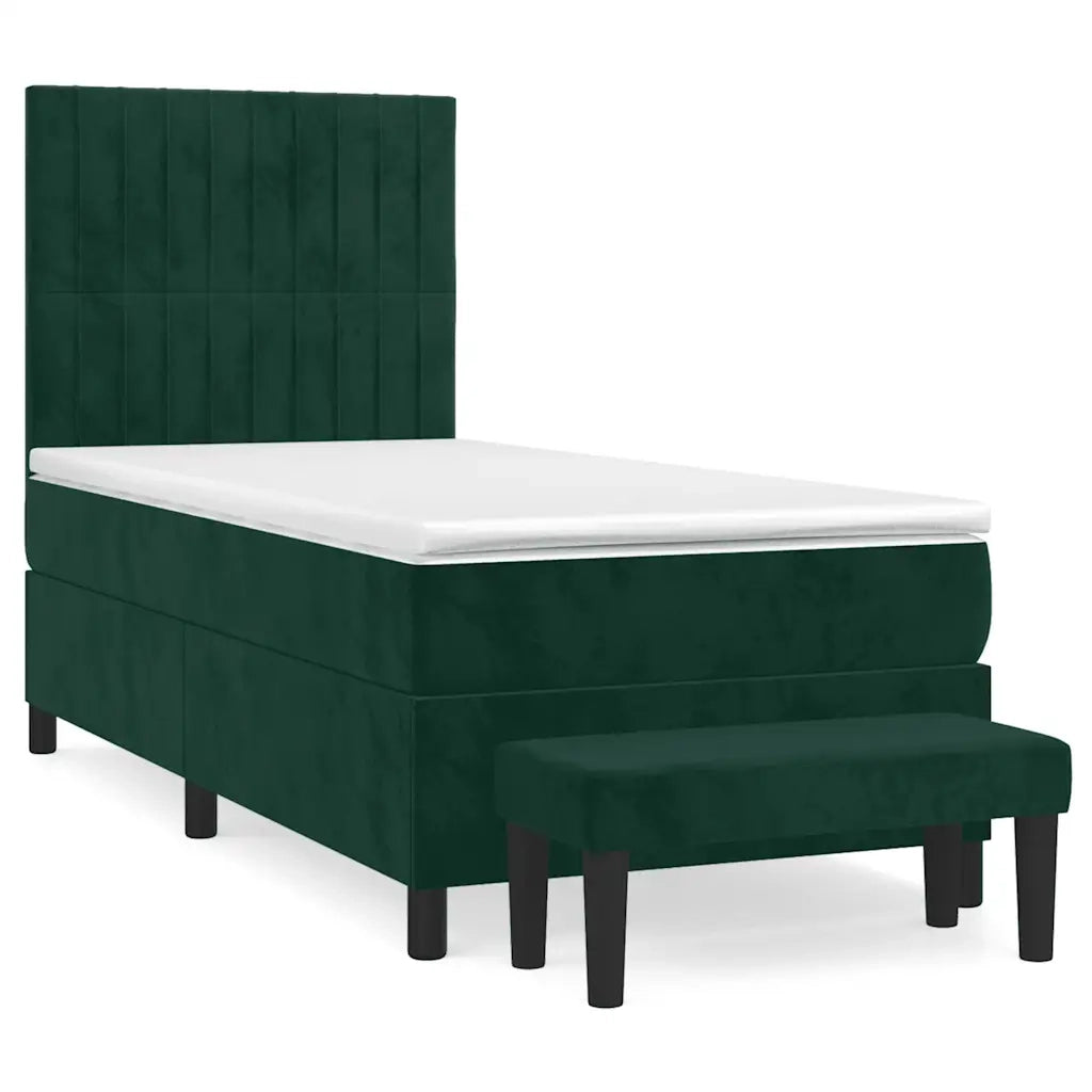 Giroletto a Molle con Materasso Verde Scuro 90x190 cm Velluto