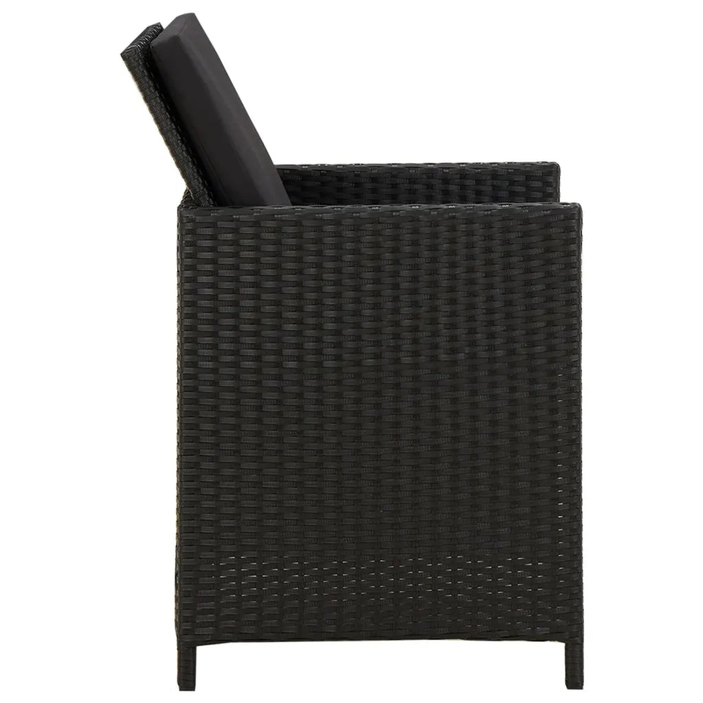 Set da Pranzo da Giardino 3 pz | Set Salotto da Giardino con Cuscini Nero