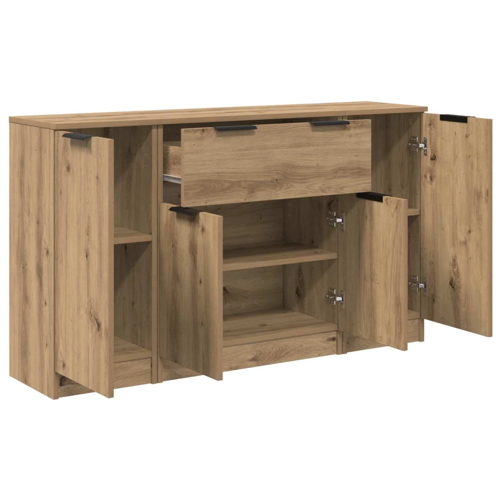Credenza 3 pz | Madia | Buffet da pranzo | Armadio da pranzo Rovere artigianale Legno multistrato
