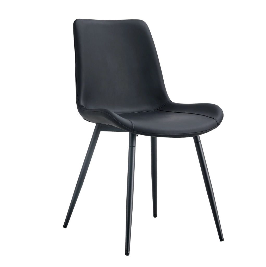 Sedia da pranzo moderna in PU nero con gambe in metallo; 75;5 x 59 x 50;5 cm