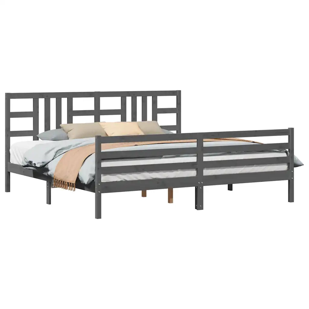 vidaXL Giroletto con Testiera Grigio 200x200 cm in Legno Massello