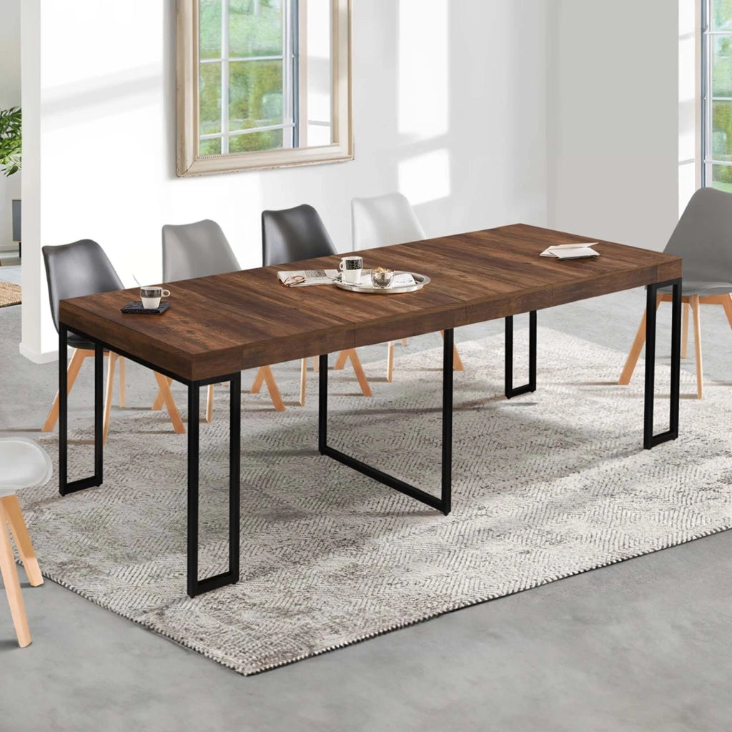 IDMarket - Consolle allungabile TORONTO, 10 posti, 235 cm, legno scuro, design industriale