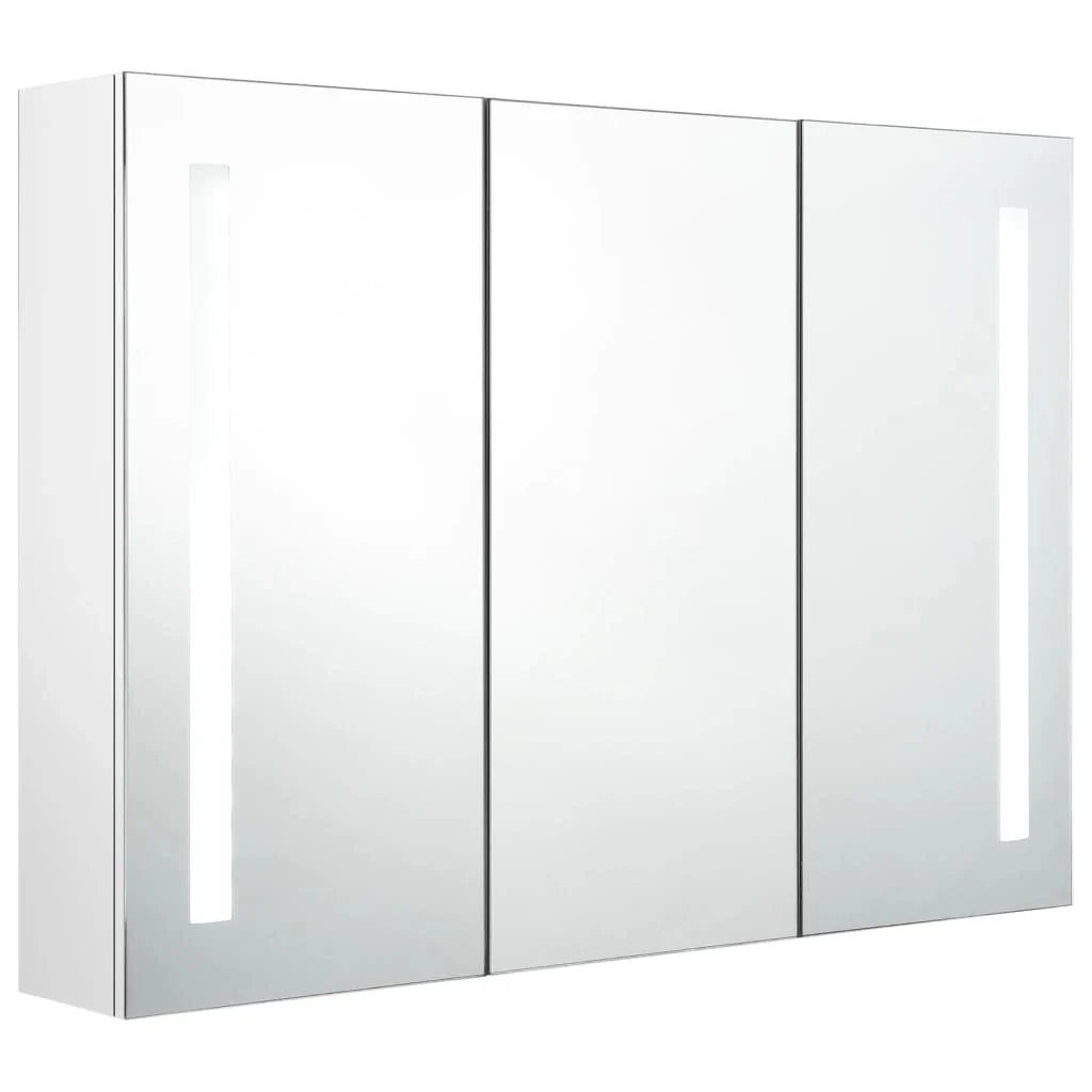 Mobile bagno con specchio LED 89 x 14 x 62 cm bianco lucido 02_0006577