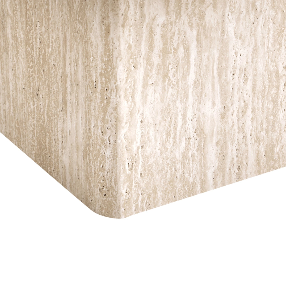 Tavolino da caffè Beige Piano in MDF Impiallacciato Base in pietra 80 x 80 cm Design moderno Soggiorno
