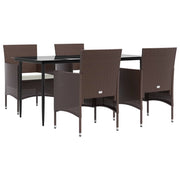 Set di mobili da pranzo da giardino marrone/nero da 5 pezzi con cuscini 02_0014619