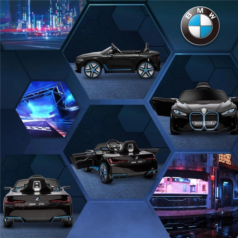 MACCHINA ELETTRICA PER BAMBINI 3-6 ANNI CON LICENZA BMW CON TELECOMANDO, CLACSON E FARI, 115X67X45 CM, NERA