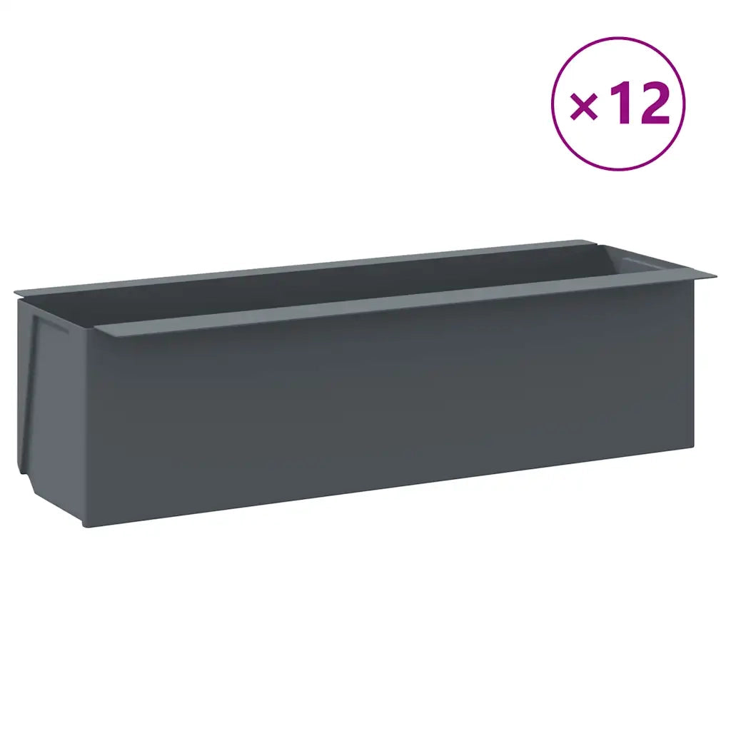 Fioriere per Europallet 12 pz Grigio 36x13,5x9,5 cm in PP 318302