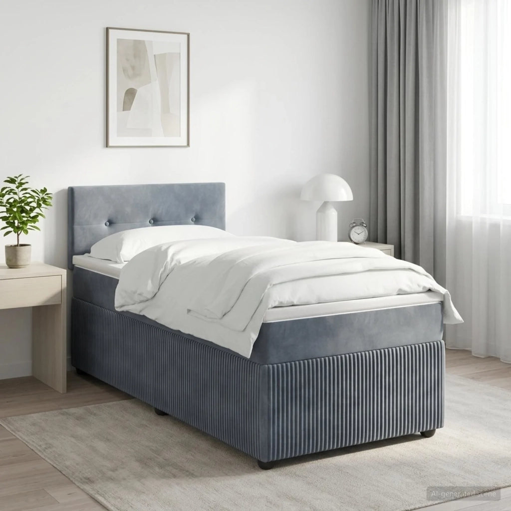 Letto box spring con materasso Grigio Scuro 90 x 190 cm Velluto 3451784