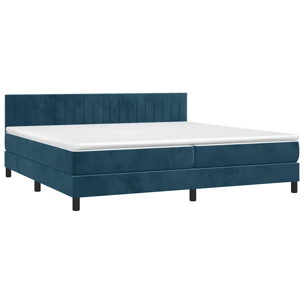Letto a Molle con Materasso e LED Blu Scuro 200x200 cm 3134547