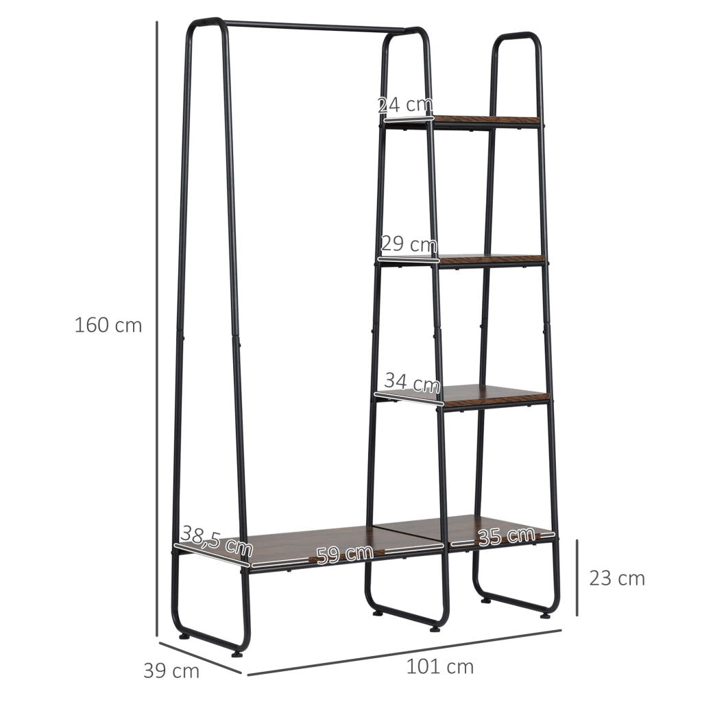 Armadio con appendiabiti e ripiani ¨C zephmum ¨C 101x39x160 cm Marrone Rovato