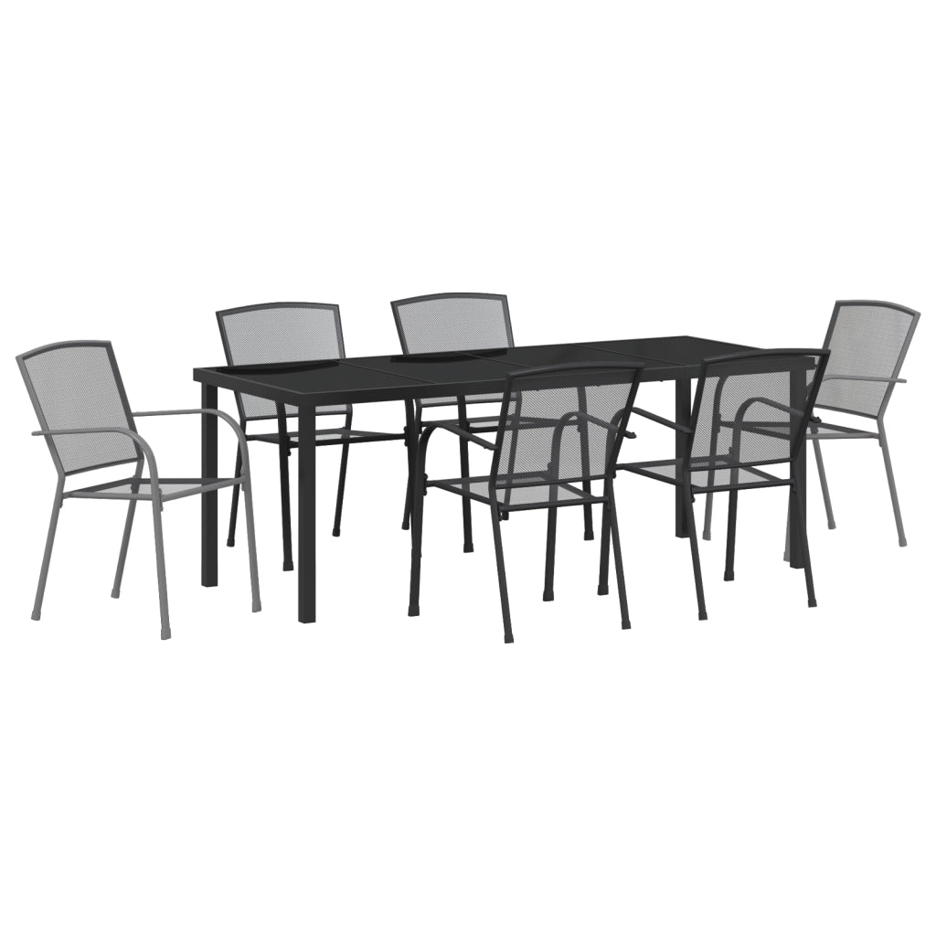 Set da Pranzo da Giardino 7 Pezzi Antracite Acciaio