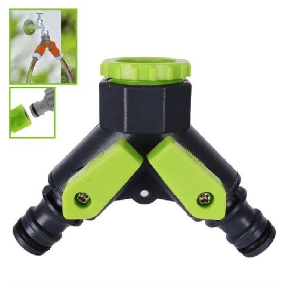 Trade Shop - Tubo Connettore A Y Con Rubinetto 2 Vie Rapido Universale Plastica Giardino 94752 -