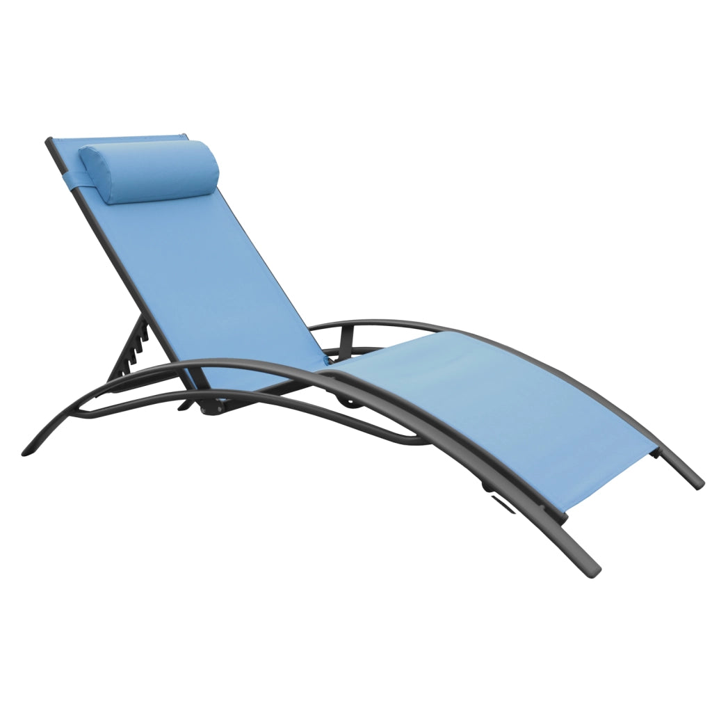Set di 2 sedie a sdraio GALAPAGOS in textilene grigio-blu - alluminio grigio antracite