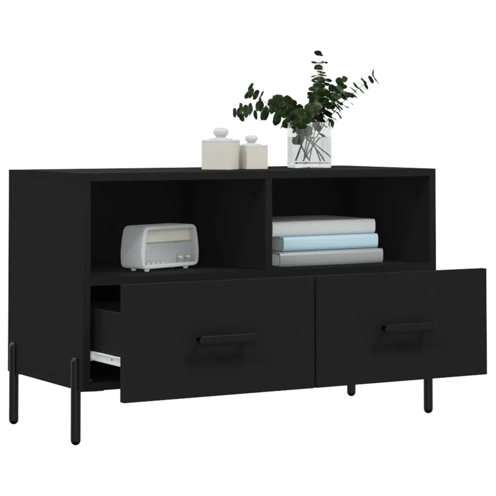 Mobile Porta TV Nero 80x36x50 cm in Legno Multistrato 828981
