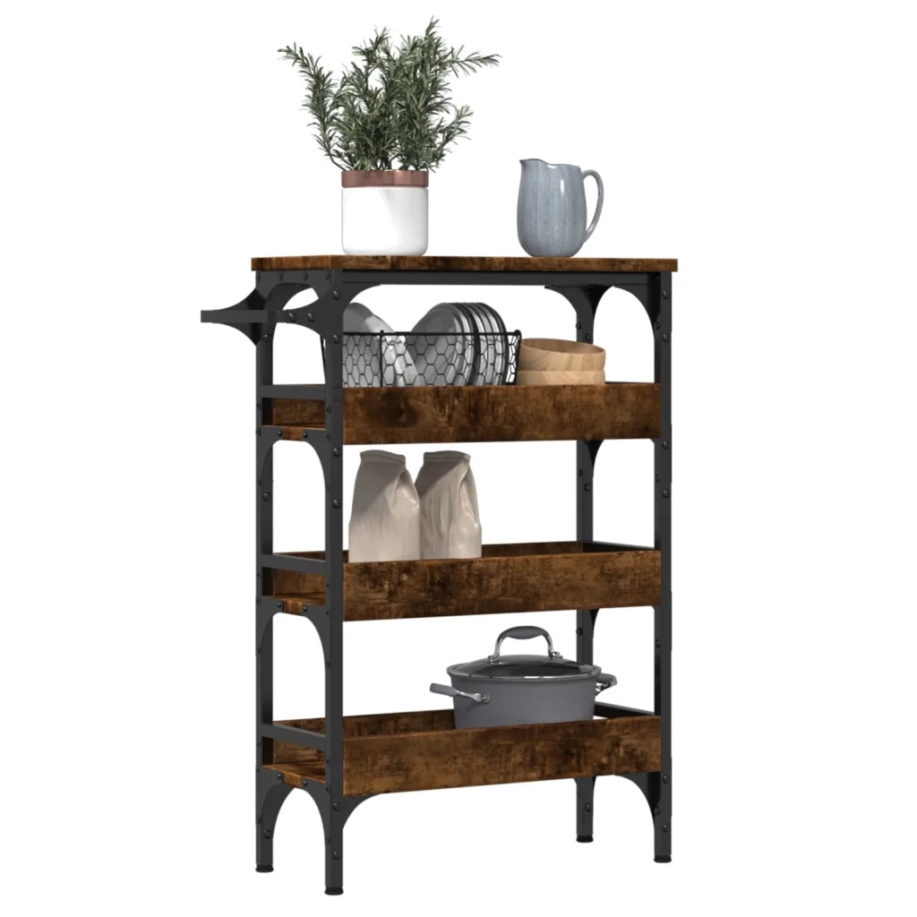 Carrello da Cucina-Scaffale per Cucina Rovere Fumo 53x20x76 cm in Legno Multistrato