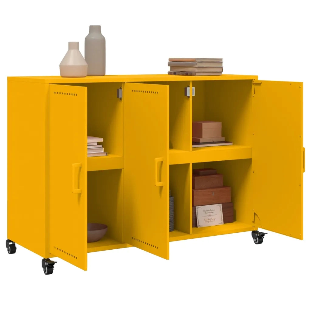 Credenza | Madia | Buffet da pranzo | Armadio da pranzo Giallo Senape 100,5x39x72 cm in Acciaio