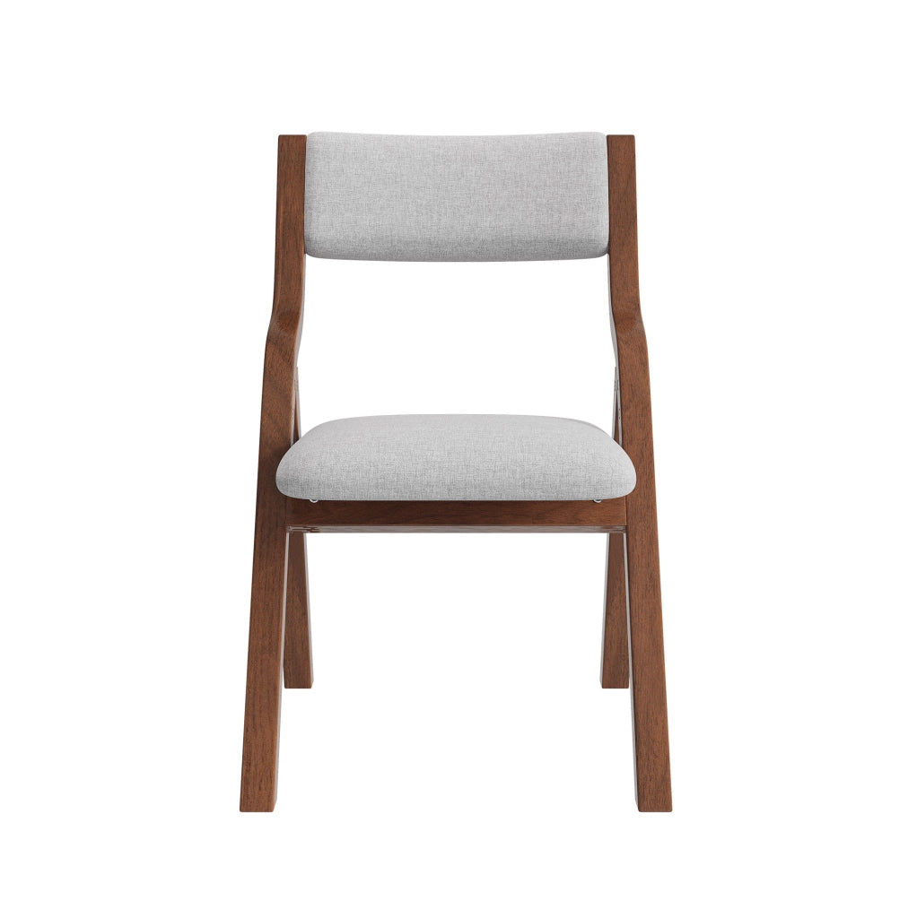 Set di 4 sedie pieghevoli 55x49x81 cm; struttura in legno; rivestimento in lino grigio