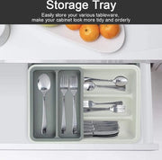 Organizzatore anti-slip espandibile 3-in-1 posatore di utensili - 7 compartimenti - organizzatore della cassetta della cucina - accessori da tavola - articoli da argenteria e da cucina