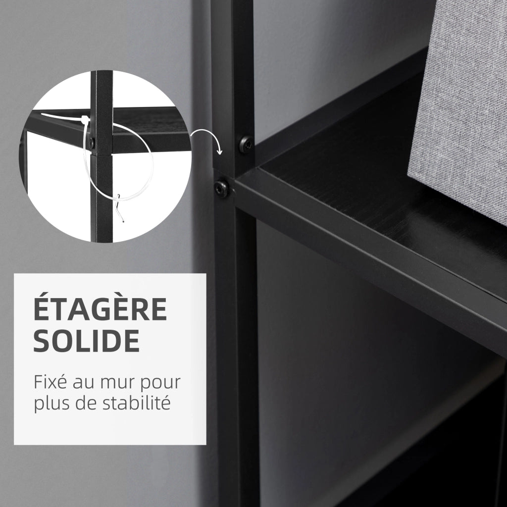Libreria scaffale a 7 livelli stile industriale ¨C zephmum ¨C nero 83x34x180 cm