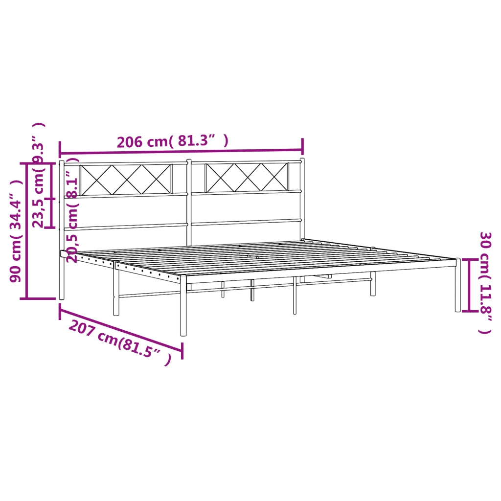 vidaXL Giroletto con Testiera Metallo Bianco 200x200 cm