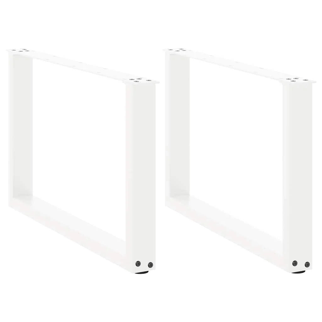 Set di 2 gambe per tavolino da caffè a forma di U 60 x 43 cm con piedini regolabili design moderno acciaio bianco 02_0057401