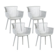 Set di 4 sedie da pranzo in plastica grigio per interni ed esterni da giardino con braccioli in stile minimalista