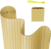 Schermo per giardino in PVC - separazione per balcone e terrazza - colore bambù - 1,4x4m 2pz